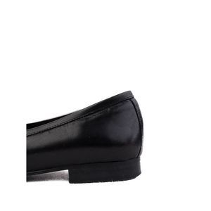 Excellent Uterque Black Leather Loafers with Pearl Embellishments
